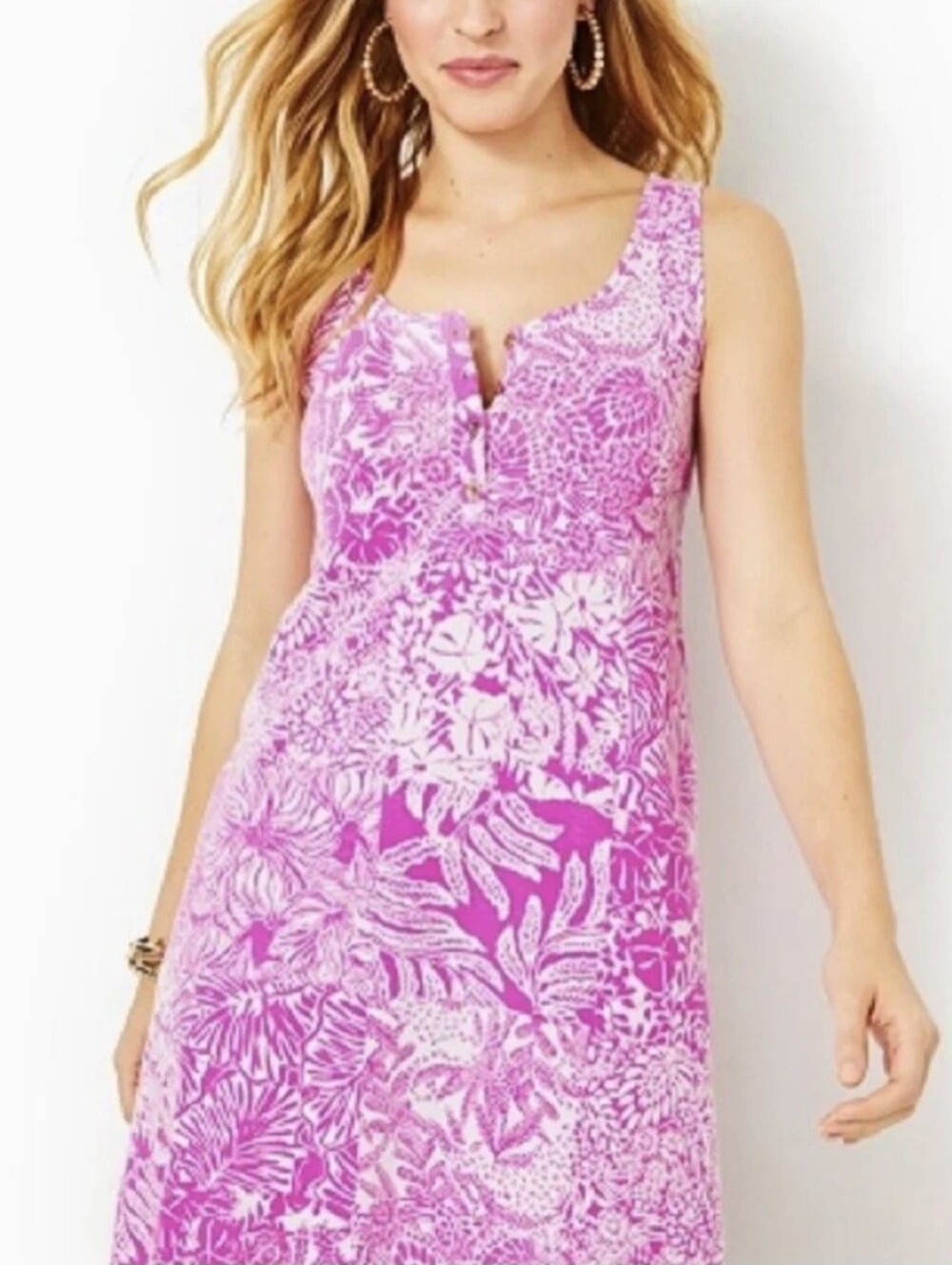 Lilly Pulitzer Lela Henley Tank Dress Wild Fuschia Swipe Right
